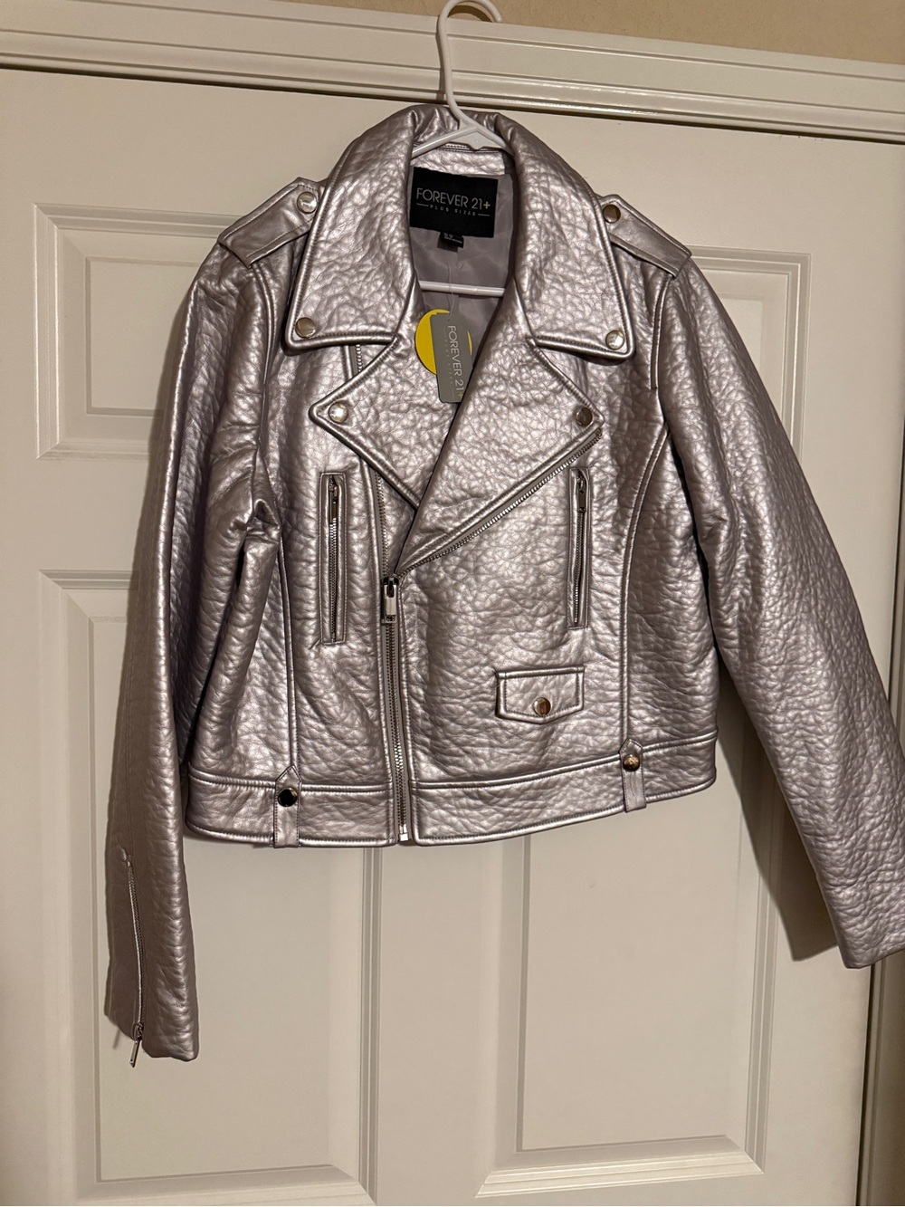 NWT Forever 21 + Silver Metallic Moto Jacket